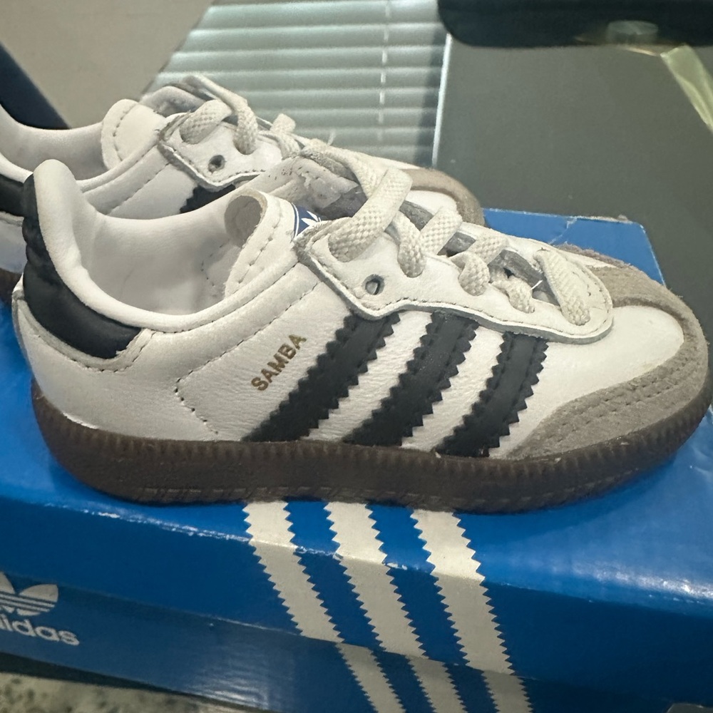 Adidas Kids Samba White and Black Sneakers